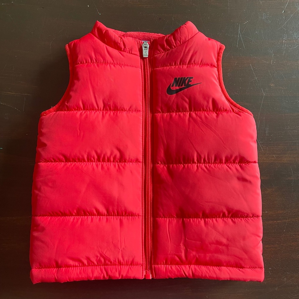 Nike Toddler Boys Red‎ Puffer Vest 24M Full Zip Sleeveless Jacket L643-G0E